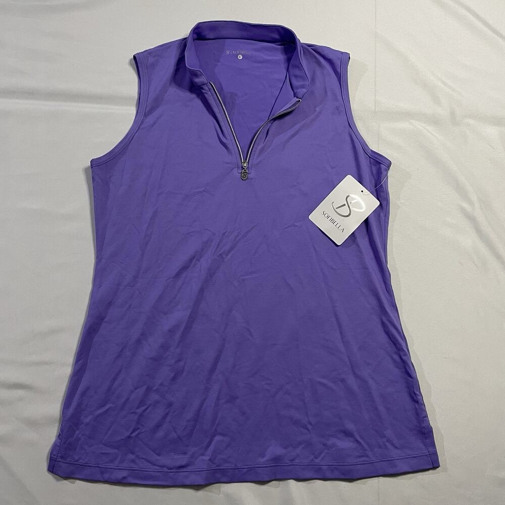 Sofibella Golf Sleeveless Top Purple Amethyst Women's Large UV UPF 50 Half Zip